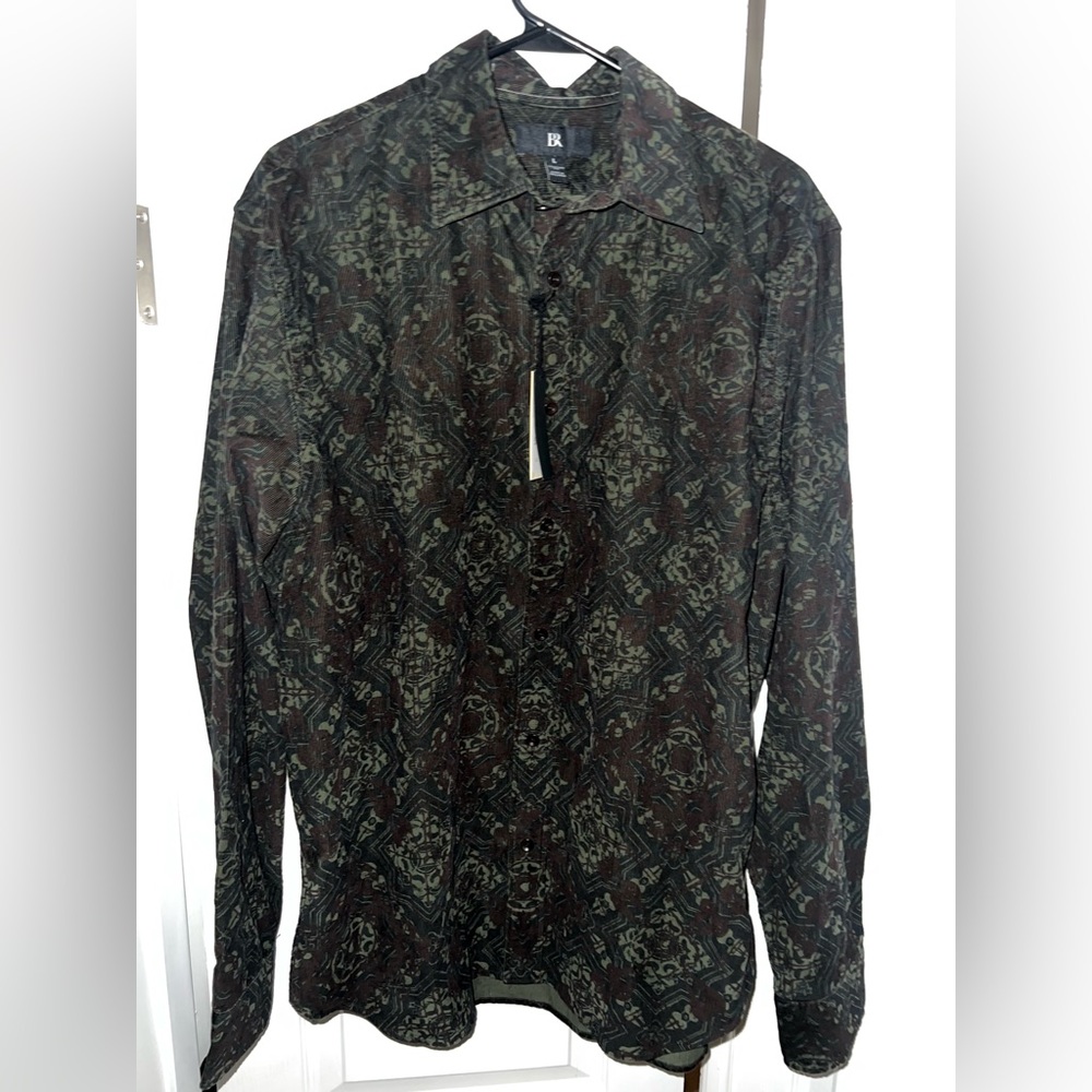 NWT Banana Republic Green and Brown soft cord Patterned Shirt